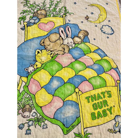 Vintage "That's Our Baby" Nursery Quilt - Picture 2 of 4